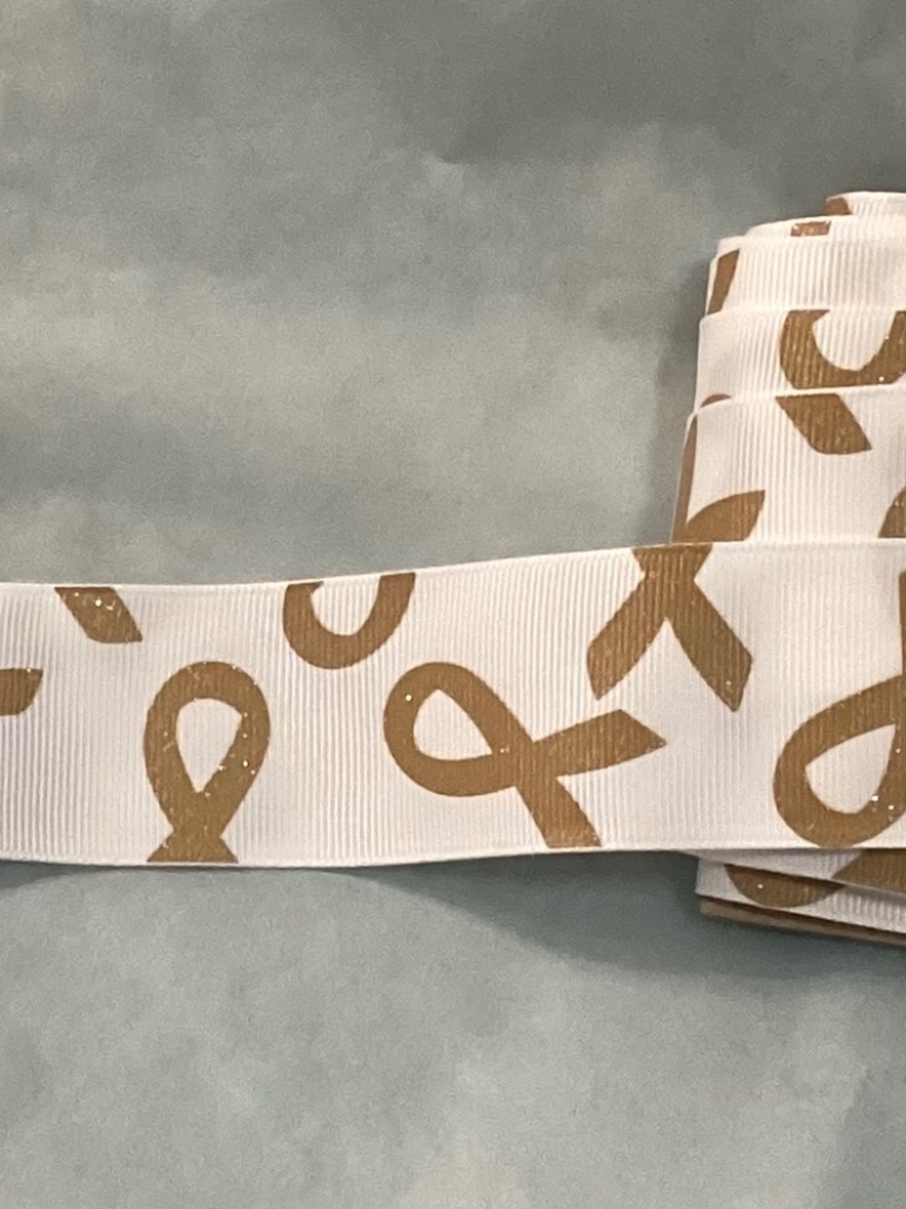 Breast Cancer Grosgrain Ribbon Gold